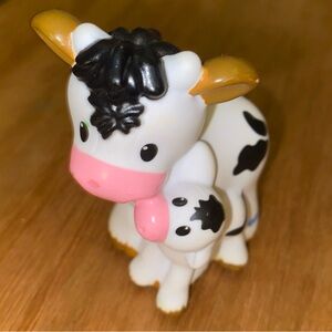 Fisher Price Little People Farm 2016 Black And White COW CALF Mom & Baby Figure
